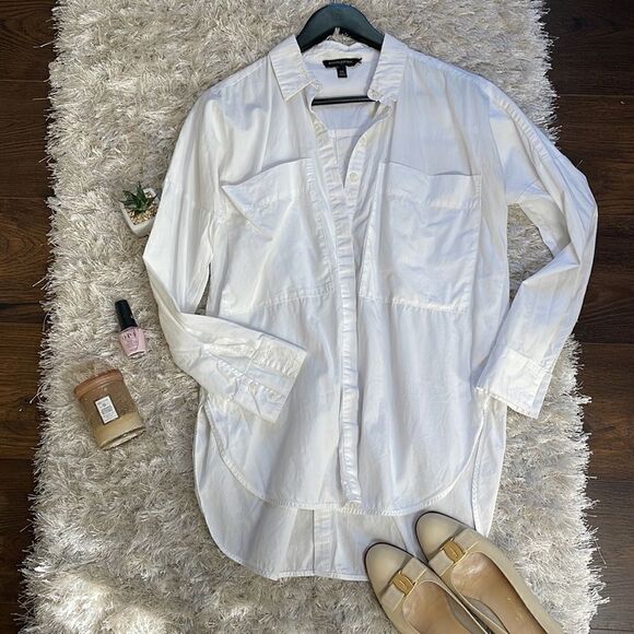 GUC Banana Republic White Button Up Split Back Top XS - Picture 1 of 11